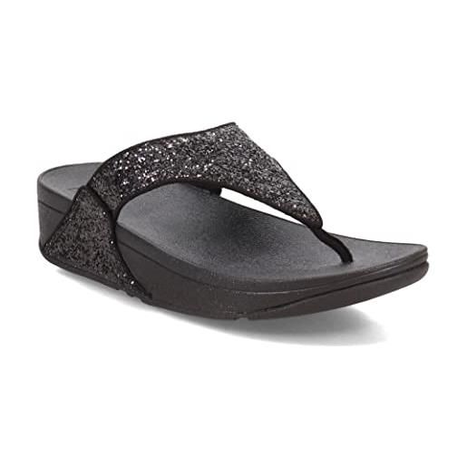 Fitflop lulu glitter toe post, infradito donna, blu scuro, 38.5 eu