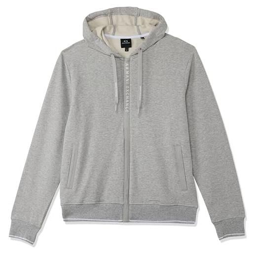 Armani Exchange men's logo zipper full zip up hooded sweatshirt, maglia di tuta, 