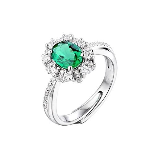 Mesnt anello da donna regolabile in argento 925 anello 925 argento anello girasole con smeraldo creato 1ct regalo di compleanno per san valentino per mamma/fidanzata