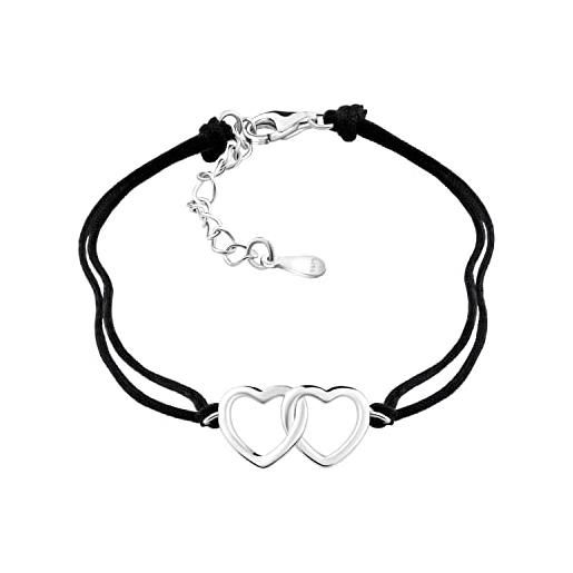 Sofia Milani - bracciale in tessuto da donna - ciondolo a cuore in argento 925 - b0348