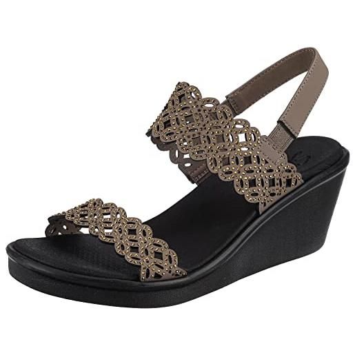Skechers rumble su-sassy dayz, sandali con zeppa donna, nero, 38 eu