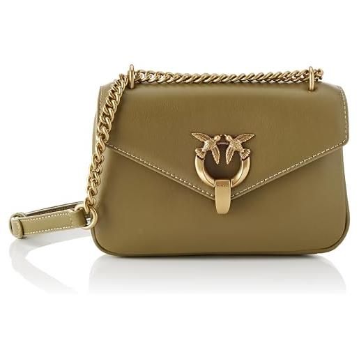 Pinko, cupido messenger mini vitello donna, v62q_verde abete-antique gold, one size