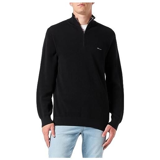 GANT cotton pique halfzip, maglione uomo, nero ( black ), xl
