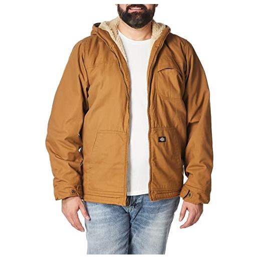 Dickies sherpa lined duck jacket, outerwear uomo, marrone (rinsed brown duck), 3xl