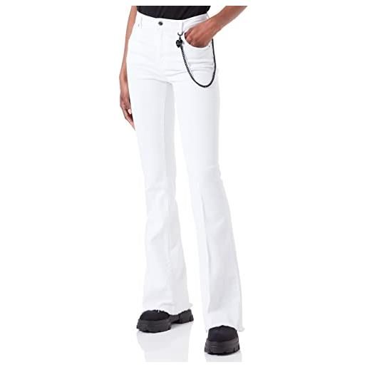 Love Moschino flare fit 5-pocket trousers pantaloni casual, optical white, 26 da donna