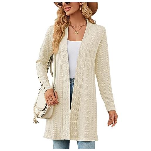 Luotelk cardigan da donna manica lunga casual aperto davanti a maglia drappeggiato maglione lungo giacca elegante(l)