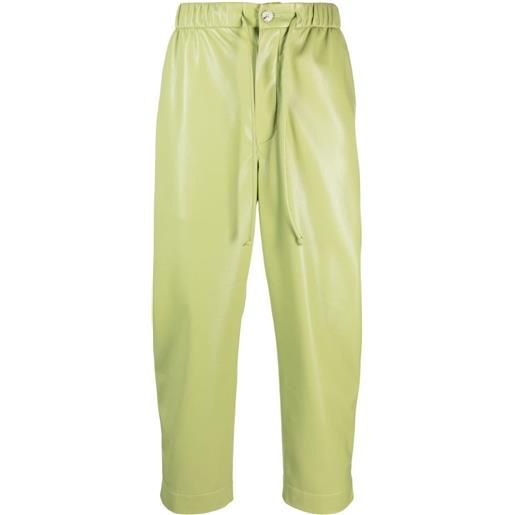 Nanushka pantaloni jain affusolati in finta pelle - verde