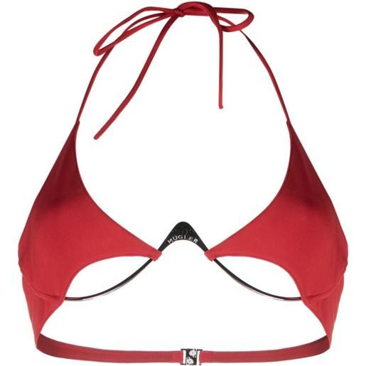 Mugler top bikini con placca logo - rosso