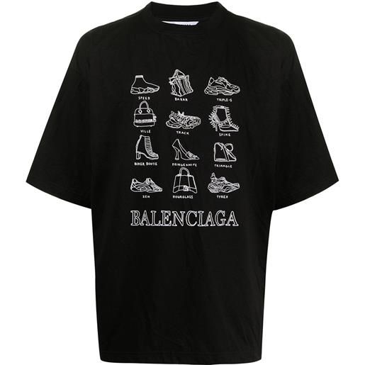 Balenciaga t-shirt oversize con stampa - nero