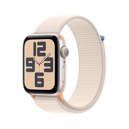 Apple watch se (2ª generazione, 2023) gps 44 mm smartwatch con cassa in alluminio color galassia e sport loop galassia. Fitness tracker, monitoraggio del sonno, rilevamento incidenti