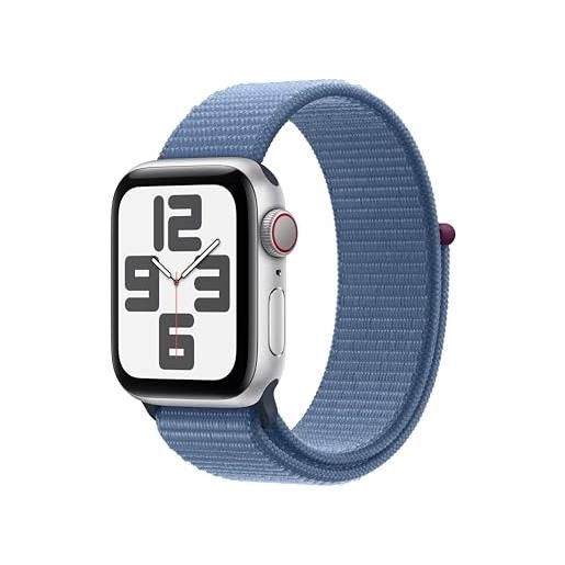 Apple watch se (2ª generazione, 2023) gps + cellular 40mm smartwatch con cassa in alluminio color argento e sport loop blu inverno. Fitness tracker, monitoraggio del sonno. 