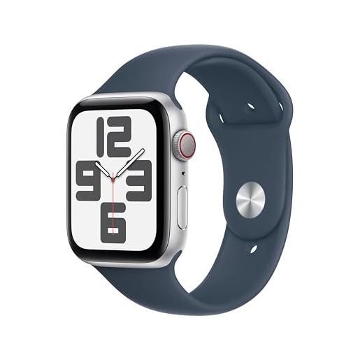 Apple watch se (2ª generazione, 2023) gps + cellular 44mm smartwatch con cassa in alluminio color argento e cinturino sport blu tempesta - m/l. Fitness tracker, monitoraggio del sonno. 