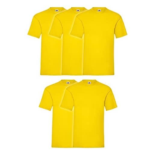 Fruit of the Loom 5 t-shirt per bambini valueweight 104 116 128 140 152 diversi colori a scelta, 100% cotone, 5 x giallo, 140 cm