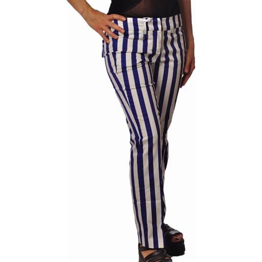 Bresci dondup pantalone vita bassa gamba dritta dp221es029d-002-righe/bianco/blu