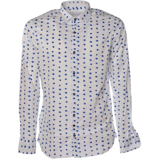 Bresci aglini camicia avvitata a fantasia francesco314itf60037-camicia-bianco/blu