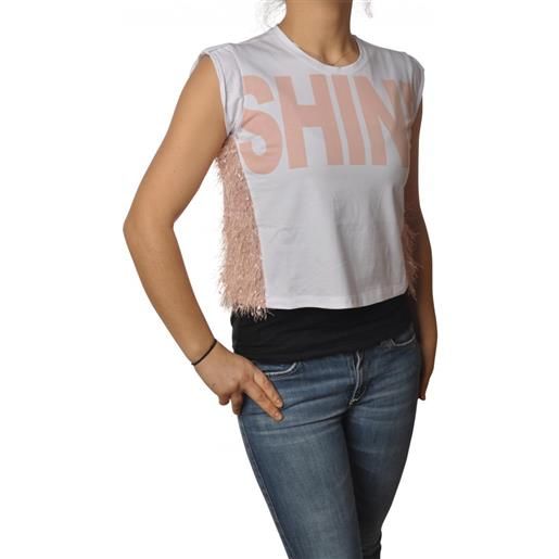 Bresci le voliere t-shirt modello a scatolina ws20t066j-shine/crop/top-bianco