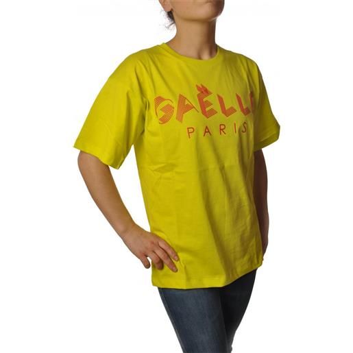 Bresci gaëlle paris t-shirt modello a scatolina con logo davanti gbd4406-t/shirt-giallo