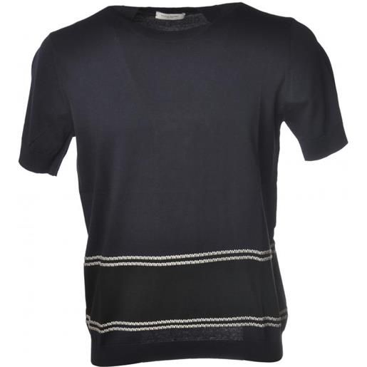 Bresci paolo pecora maglia manica corta filato leggero a033f100-0101-blu/nero