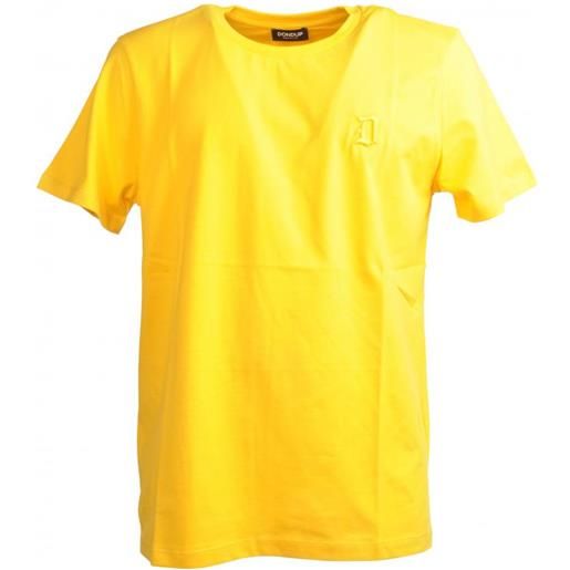 Dondup t-shirt girocollo manica corta con logo a ricamo grande gialla