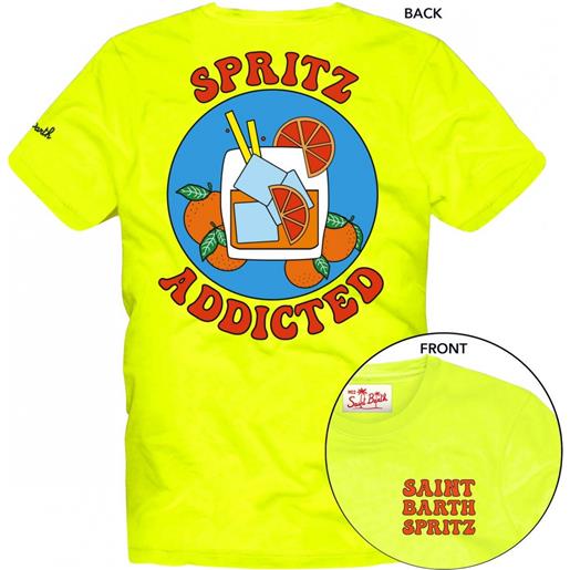 Saint Barth t-shirt manica corta stampa dietro tshirt. Man-spritz. Retro-94giallo