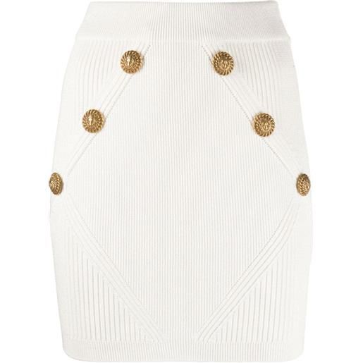 Balmain minigonna con bottoni goffrati - bianco