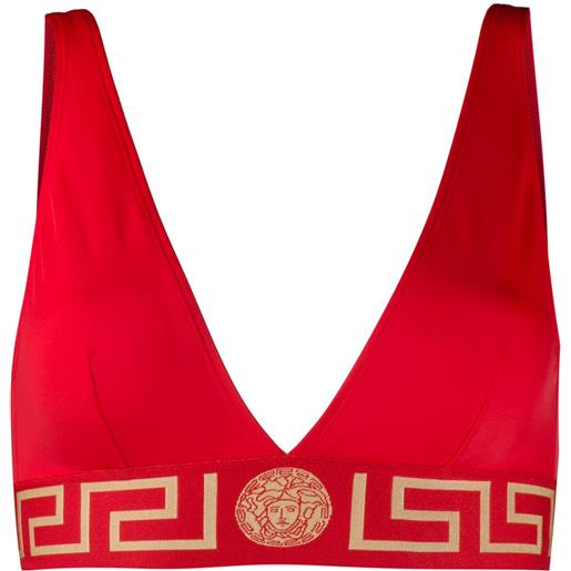 Versace top bikini con bordo greca - rosso