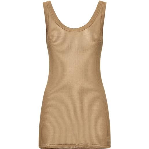 LEMAIRE tank top in seta a costine senza cuciture