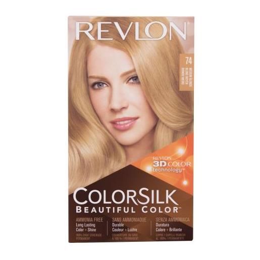 Revlon colorsilk beautiful color tonalità 74 medium blonde cofanetti tinta per capelli colorsilk beautiful color 59,1 ml + sviluppatore 59,1 ml + balsamo 11,8 ml + guanti per donna