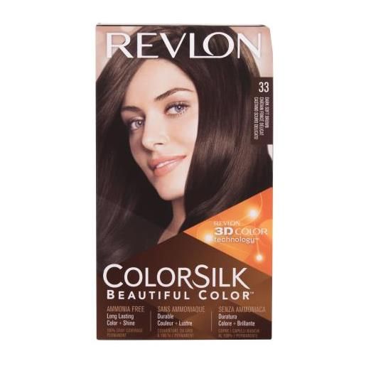 Revlon colorsilk beautiful color tonalità 33 dark soft brown cofanetti tinta per capelli colorsilk beautiful color 59,1 ml + sviluppatore 59,1 ml + balsamo 11,8 ml + guanti per donna