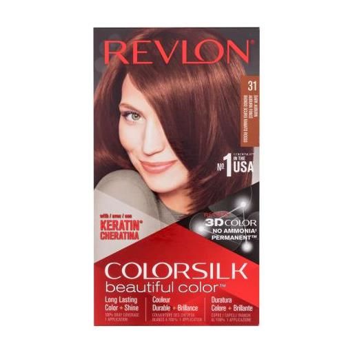 Revlon colorsilk beautiful color tonalità 31 dark auburn cofanetti tintura per capelli colorsilk beautiful color 59,1 ml + sviluppatore 59,1 ml + balsamo 11,8 ml + guanti per donna