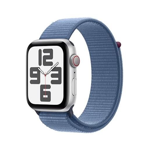 Apple watch se (2ª generazione, 2023) gps + cellular 44mm smartwatch con cassa in alluminio color argento e sport loop blu inverno. Fitness tracker, monitoraggio del sonno. 