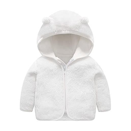 L9WEI pelliccia neonata cappotto invernale in pile con cappuccio antivento per bambine e bambini felpa da montagna (pink, 6-12 months)