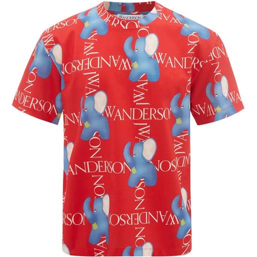 JW Anderson t-shirt oversize con stampa - rosso
