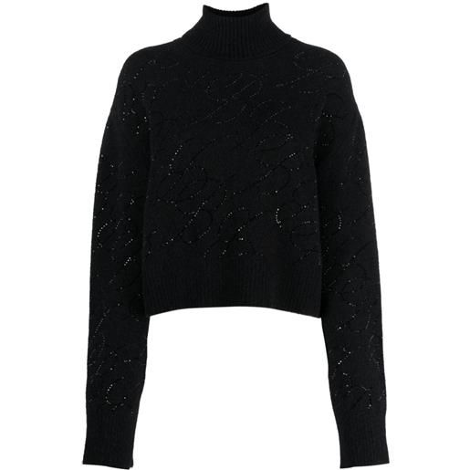 Blumarine maglione con decorazione di cristalli - nero