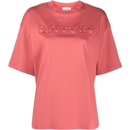 Lanvin t-shirt con applicazione logo - arancione