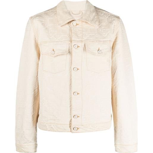 Casablanca giacca denim con monogramma jacquard - toni neutri
