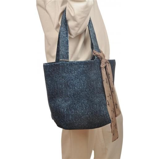 Armuà borsa shopping in vellutino stampato con foulard