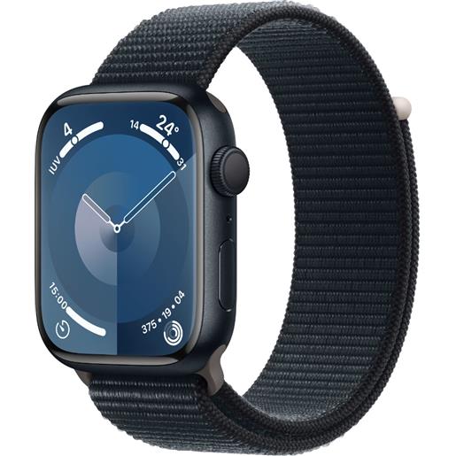 Apple watch series 9 gps cassa 45mm in alluminio mezzanotte con cinturino sport loop mezzanotte