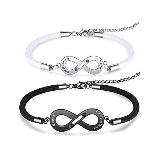 ALBERTBAND bracciali coppia bracciale personalizzato braccialetti coppia lui e lei acciaio inossidabile bracciale dell'amicizia regalo per fidanzata fidanzato moglie marito (f)