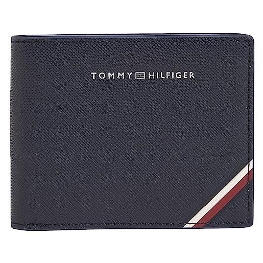 Tommy Hilfiger portafoglio uomo central mini cc wallet in pelle, multicolore (space blue), taglia unica