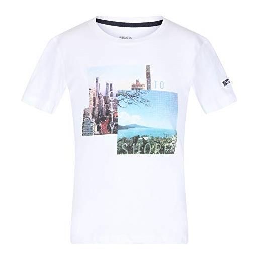 Regatta bosley iii' t-shirt in cotone con stampa, t-shirts/polos/vests unisex bambini, white city, 9-10