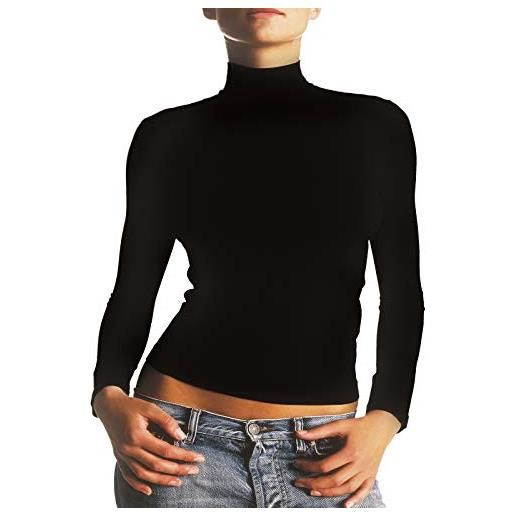 SENSI' lupetto donna manica lunga, maglia in microfibra senza cuciture seamless, made in italy (salmone)