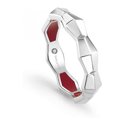 Salvini anello eva in oro bianco con diamanti e hyceramic rosso