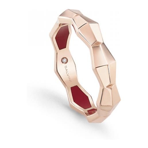 Salvini anello eva in oro rosa con diamanti e hyceramic rosso