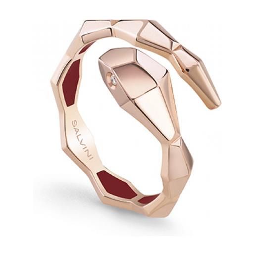 Salvini anello eva in oro rosa con diamanti e hyceramic rosso serpente