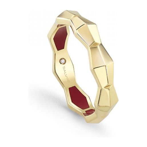 Salvini anello eva in oro giallo con diamanti e hyceramic rosso