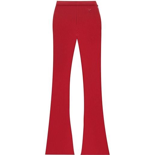 Courrèges pantaloni svasati reediton a coste - rosso