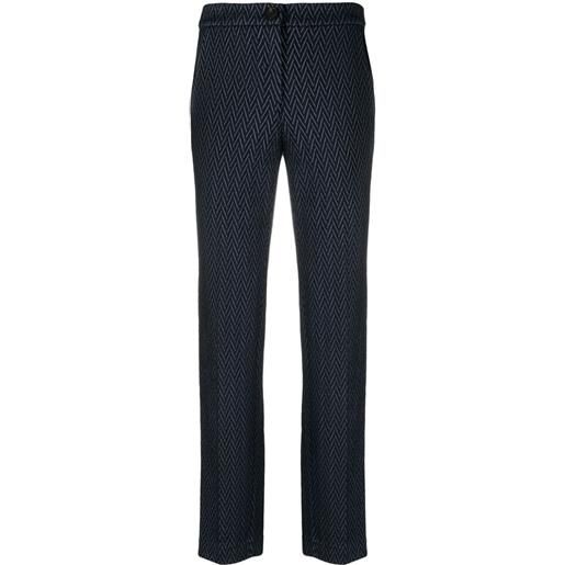 Emporio Armani pantaloni crop con motivo a zigzag - blu