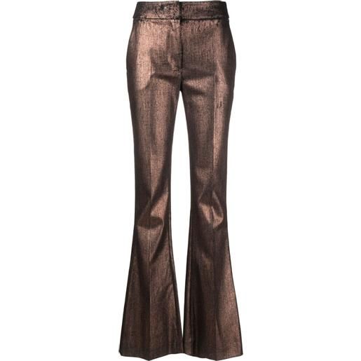 Genny pantaloni svasati con effetto metallizzato - marrone