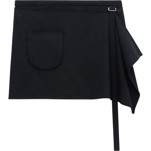 Courrèges minigonna denim con drappeggio - nero